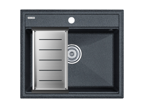 Кухонная мойка + коландер Paulmark PM115951-DG+A375-BS 59х51 цвет графит